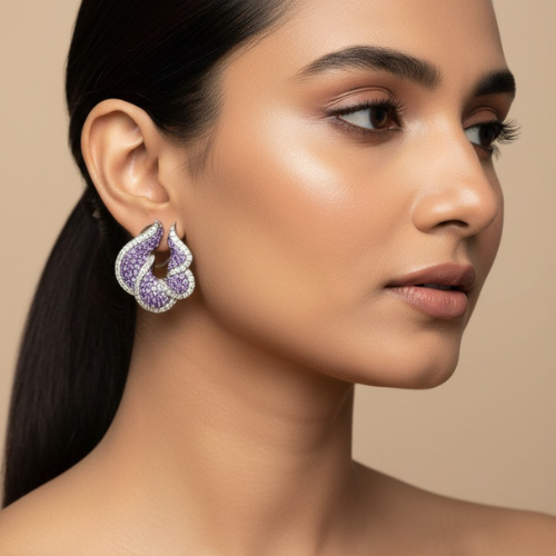 Lavender Swirl Zircon Earrings