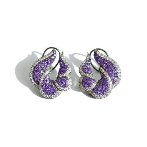 Lavender Swirl Zircon Earrings