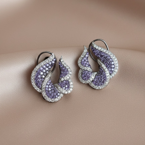 Lavender Swirl Zircon Earrings