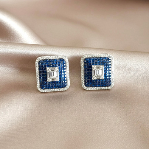 Royal Blue Zircon Stud Earrings