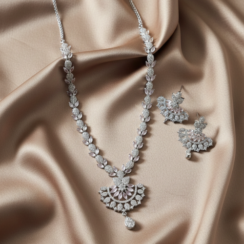 Shanaya Rhodium-Plated Zircon Necklace Set