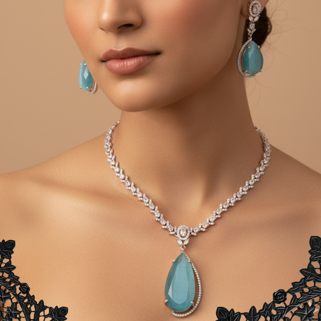 Elegant Zircon Teardrop Necklace