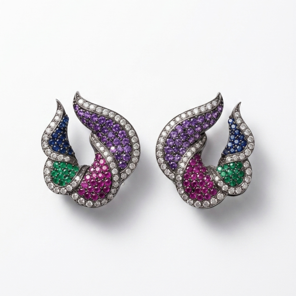 Multicolor Swirl Zircon Earrings