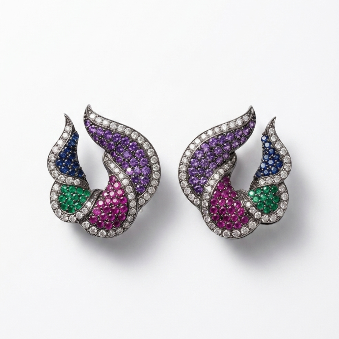 Multicolor Swirl Zircon Earrings