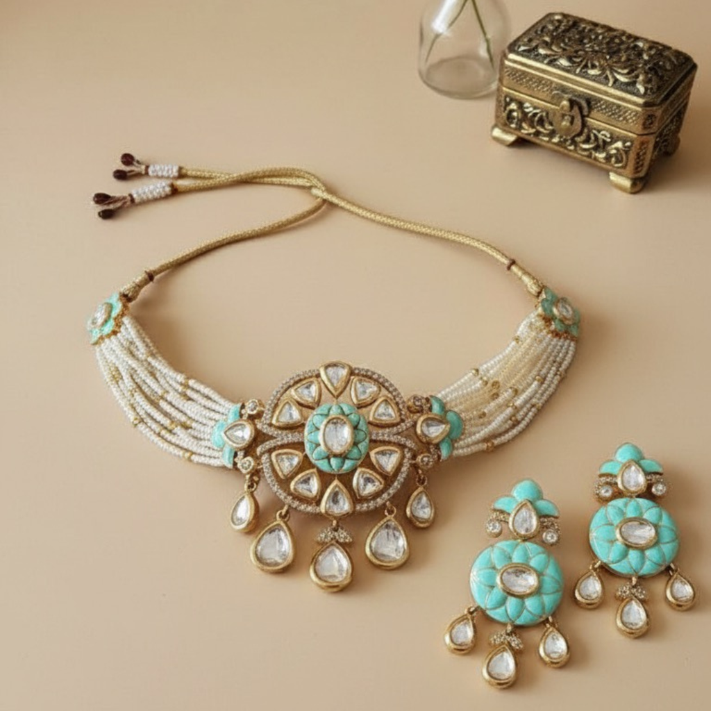 Elegant Moissanite Floral Choker Necklace
